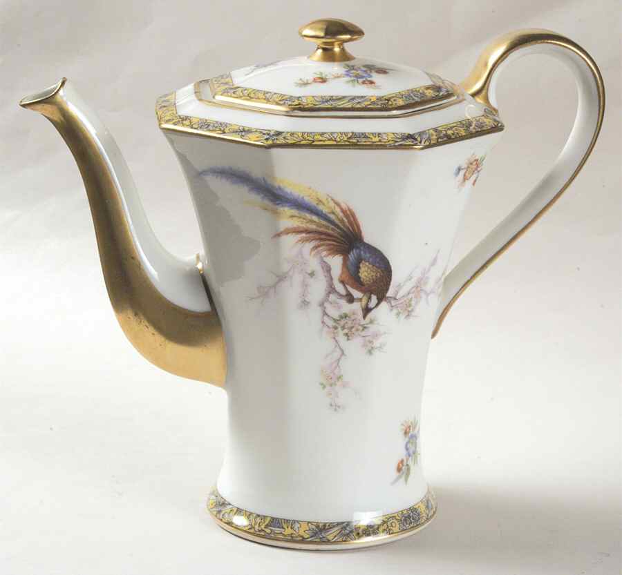 Bamboo (Bird In Center) Coffee Pot & Lid by Haviland-1