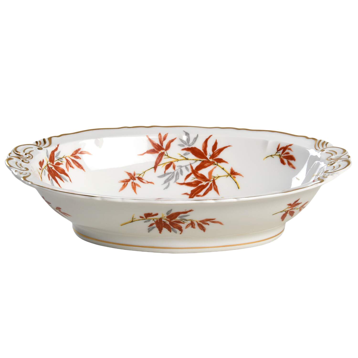 Bamboo (Rust Bamboo Shoots) 10" Oval Vegetable Bowl by Haviland-1
