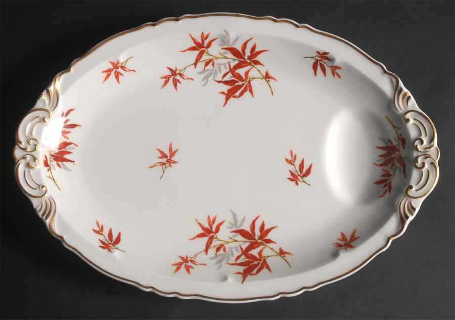 Bamboo (Rust Bamboo Shoots) 14" Oval Serving Platter by Haviland-1