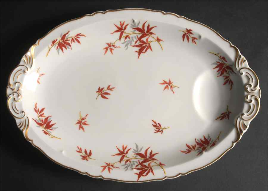 Bamboo (Rust Bamboo Shoots) 15" Oval Serving Platter by Haviland-1
