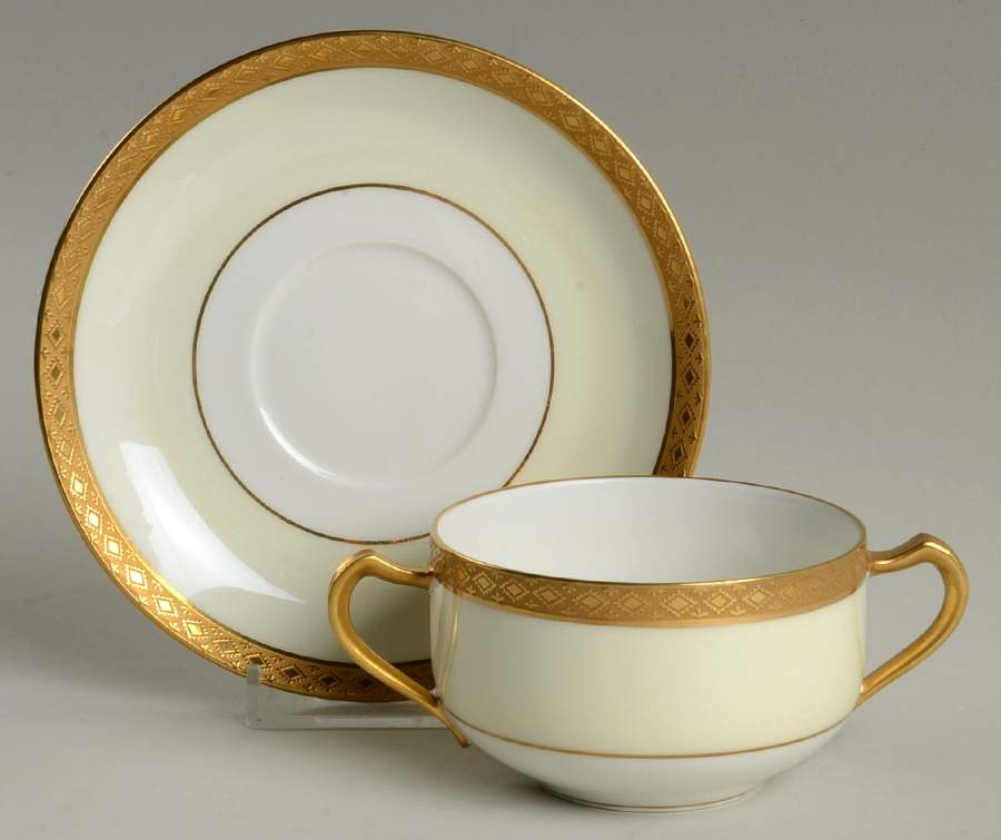 Baroness Flat Bouillon Cup & Saucer by Haviland-1