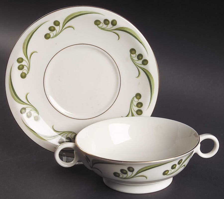 Bel Air Footed Cream Soup Bowl & Saucer Set by Haviland-1