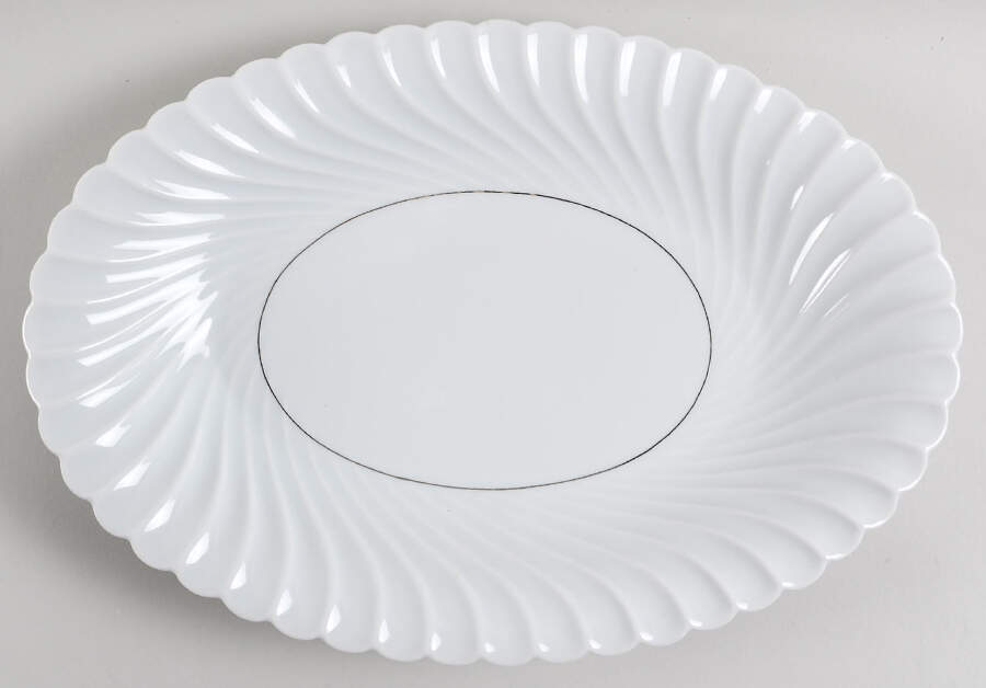 Beaucaire (Platinum Inner Ring) 15" Oval Serving Platter by Haviland-1