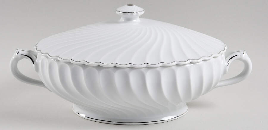 Beaucaire (Platinum Inner Ring) Oval Covered Vegetable by Haviland-1