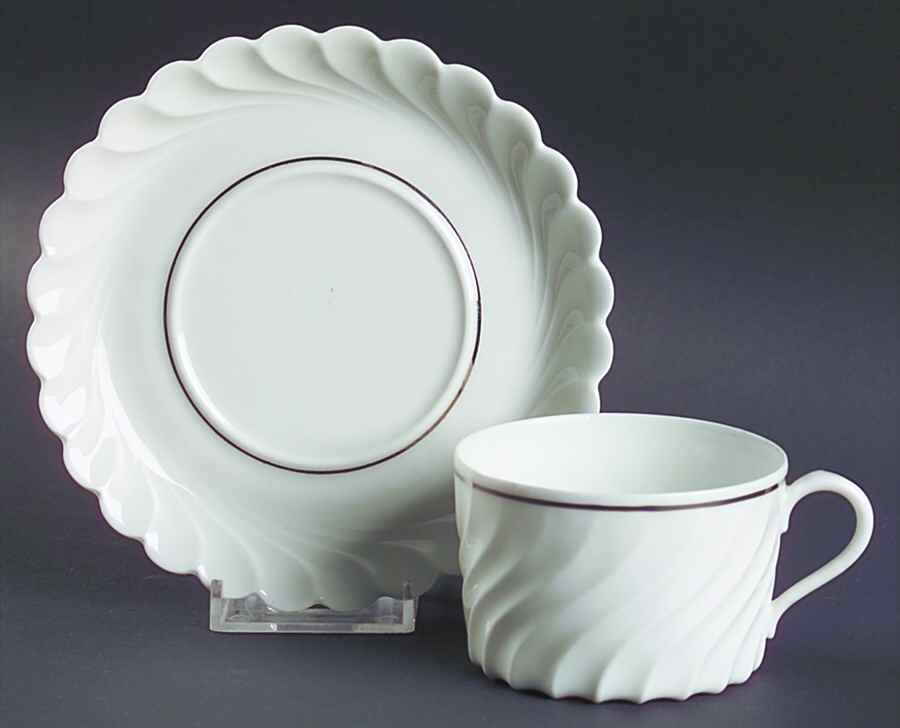 Beaucaire (Platinum Inner Ring) Flat Cup & Saucer Set by Haviland-1