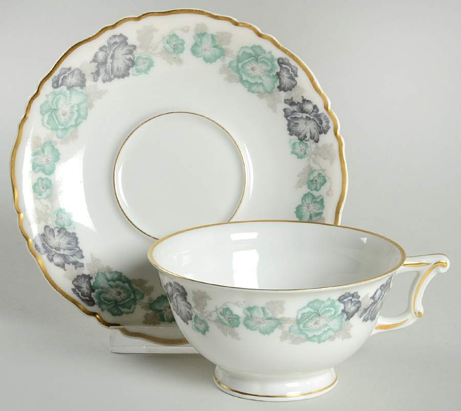Beauvais (France) Footed Cup & Saucer Set by Haviland-1