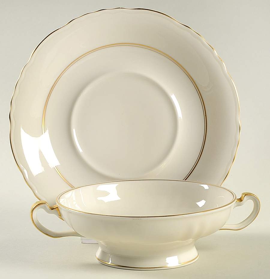 Beekman Footed Cream Soup Bowl & Saucer Set by Haviland-1