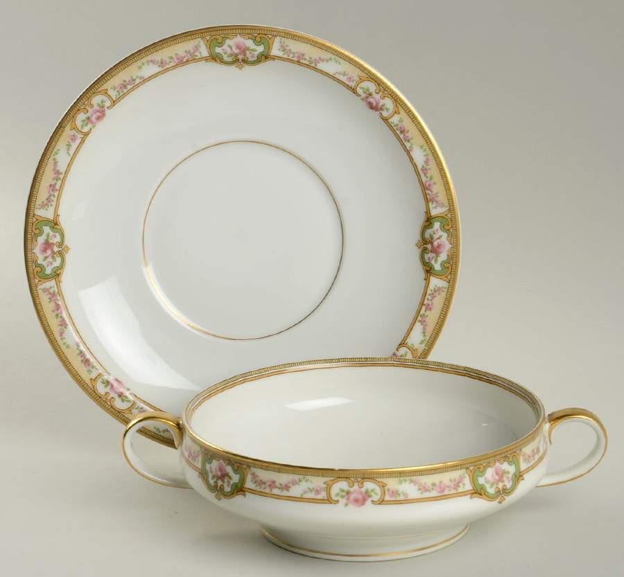 Belfort Footed Cream Soup Bowl & Saucer Set by Haviland-1
