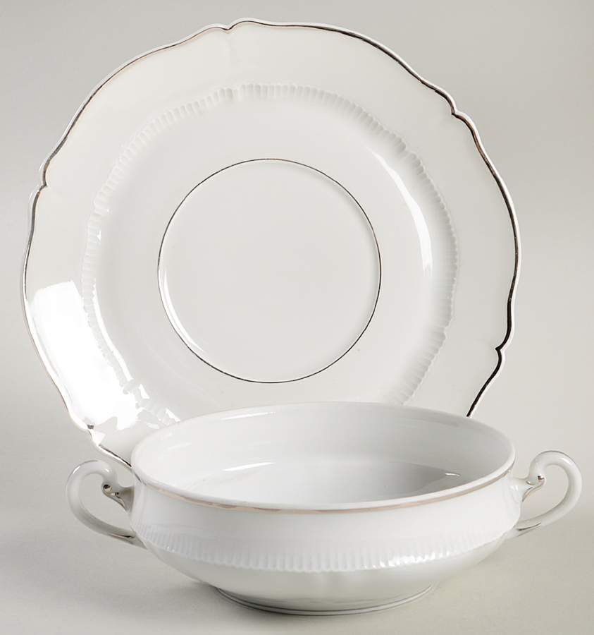 Belfor Flat Cream Soup Bowl & Saucer Set by Haviland-1