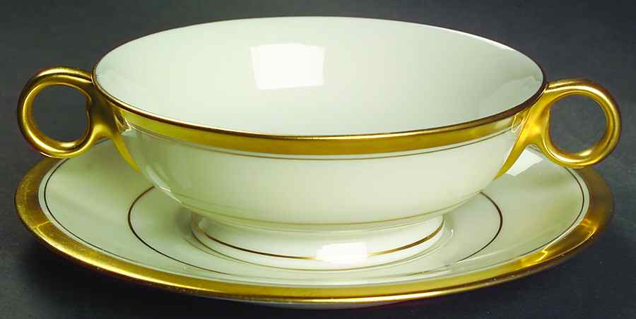 Berkeley Footed Cream Soup Bowl & Saucer Set by Haviland-1
