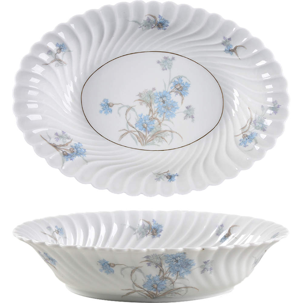 Bergere (Blue Flowers, Gold Verge) 10" Oval Vegetable Bowl by Haviland-1