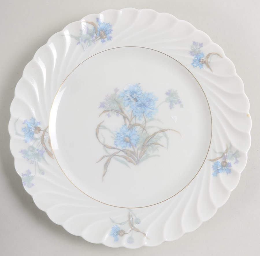 Bergere (Blue Flowers, Gold Verge) Salad Plate by Haviland-1