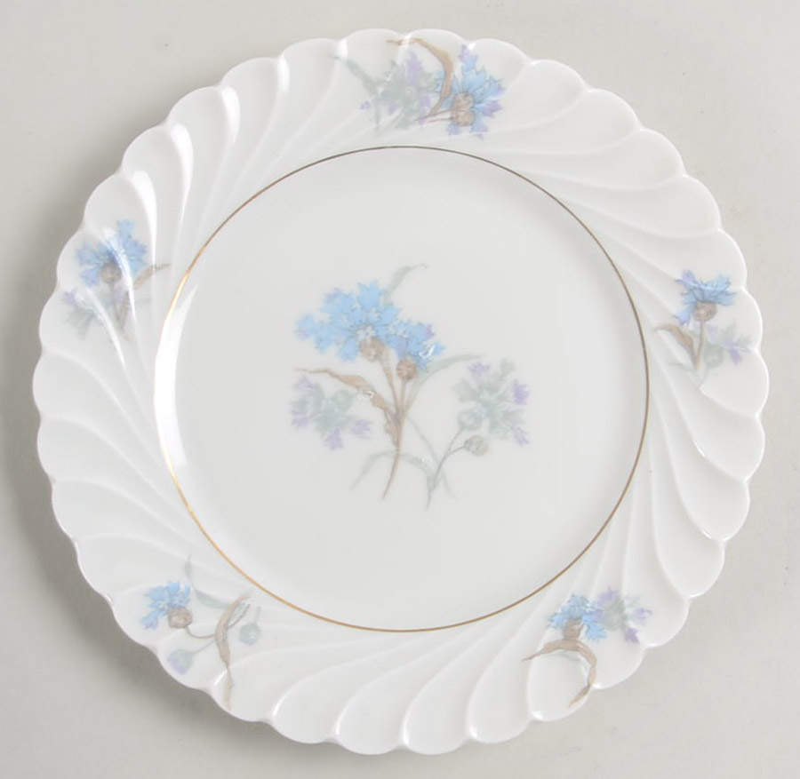 Bergere (Blue Flowers, Gold Verge) Bread & Butter Plate by Haviland-1