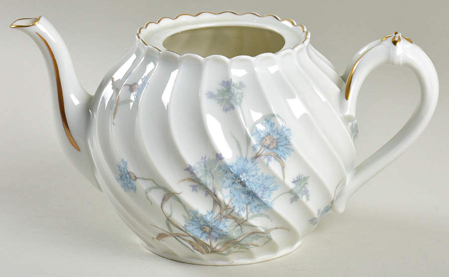Bergere (Blue Flowers, Gold Verge) Teapot No Lid by Haviland-1
