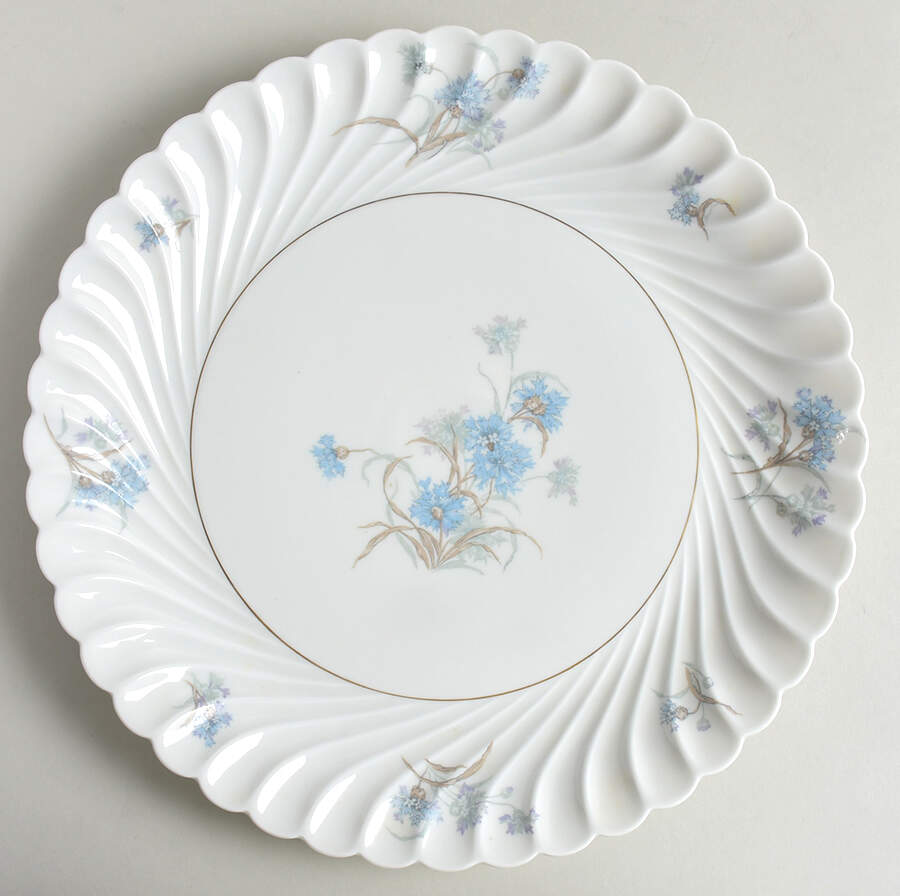 Bergere (Blue Flowers, Gold Verge) 12" Chop Plate (Round Platter) by Haviland-1