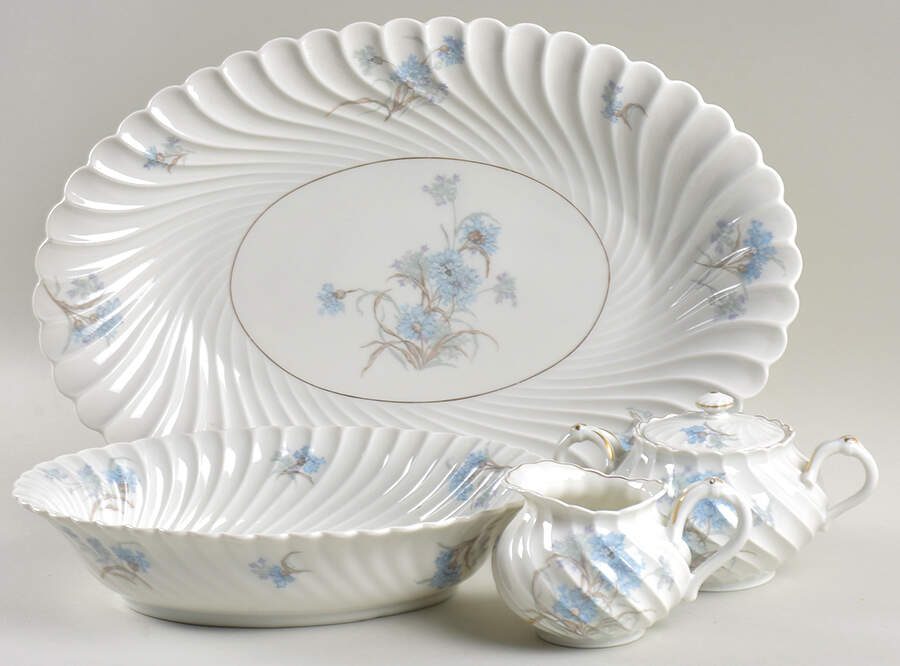 Bergere (Blue Flowers, Gold Verge) 5 Piece Hostess Set by Haviland-1