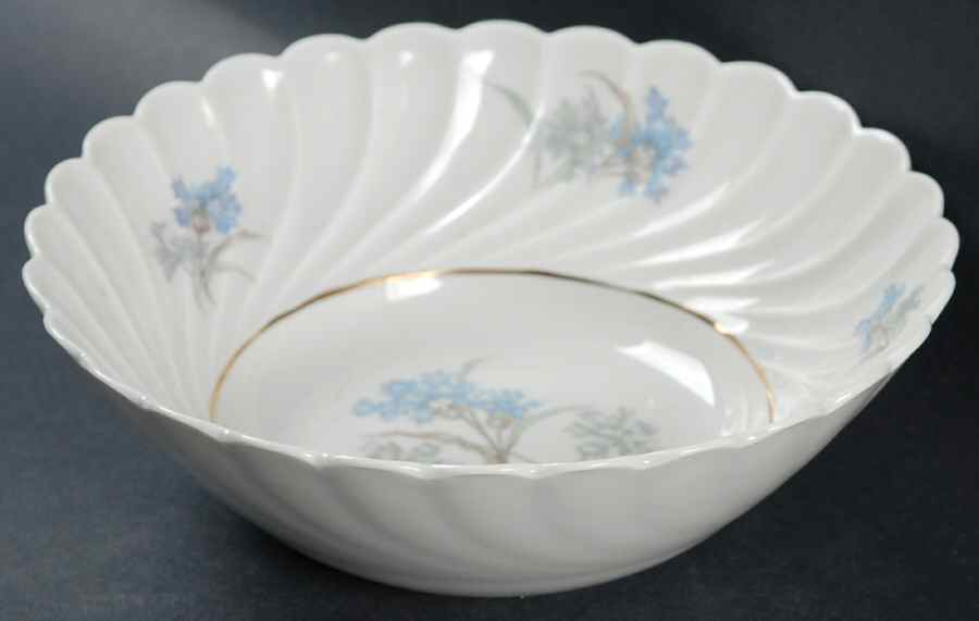 Bergere (Blue Flowers, Gold Verge) Coupe Cereal Bowl by Haviland-1
