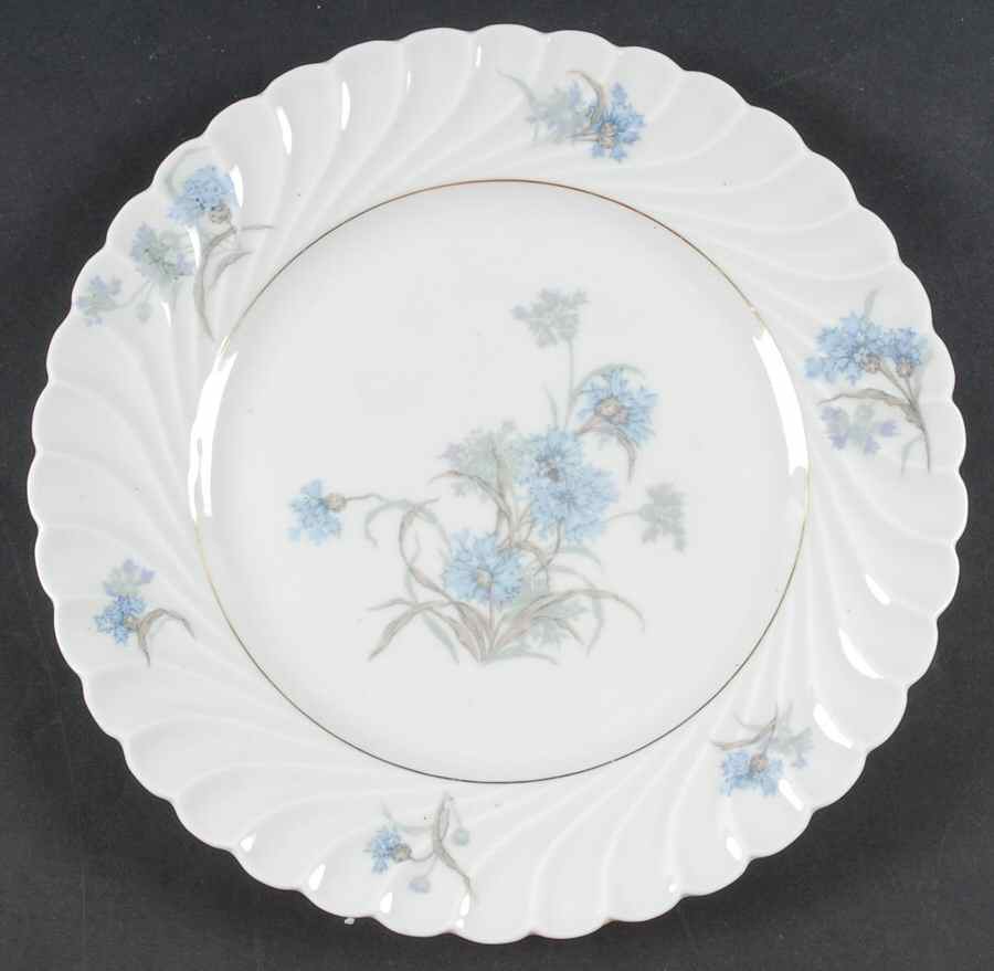 Bergere (Blue Flowers, Gold Verge) Luncheon Plate by Haviland-1