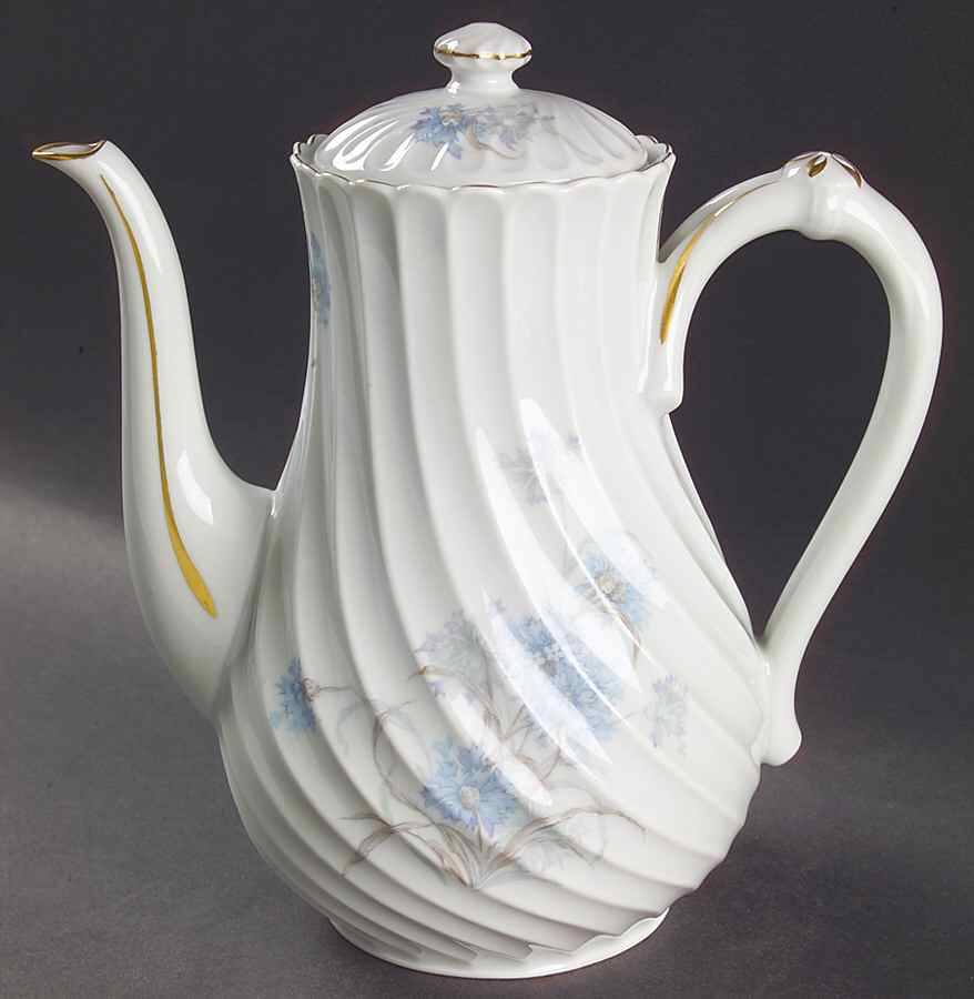 Bergere (Blue Flowers, Gold Verge) Coffee Pot & Lid by Haviland-1