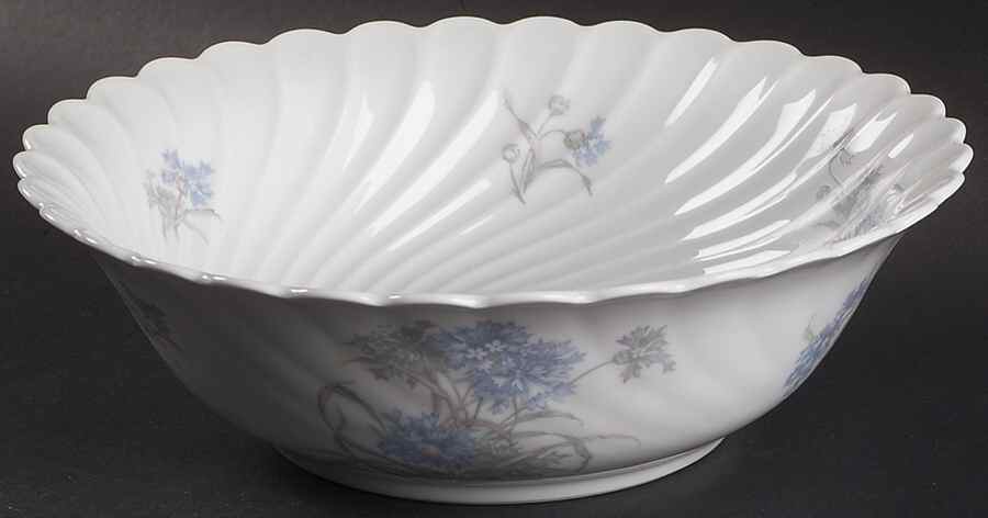 Bergere (Blue Flowers, Gold Verge) 8" Round Vegetable Bowl by Haviland-1