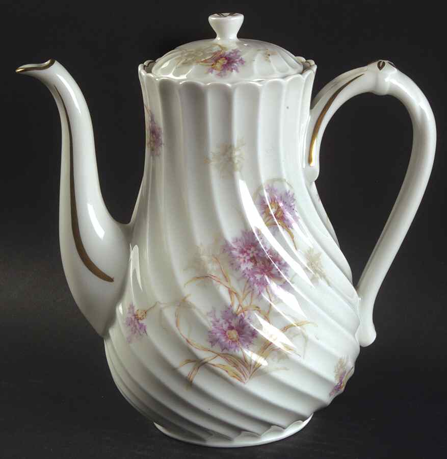 Bergere (Blue Flowers, Gold Verge) Small Coffee Pot & Lid by Haviland-1