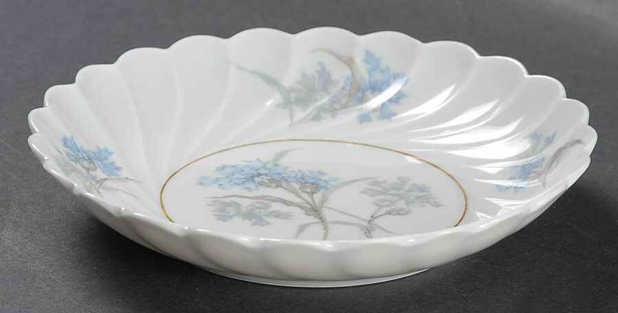 Bergere (Blue Flowers, Gold Verge) Fruit/Dessert (Sauce) Bowl by Haviland-1
