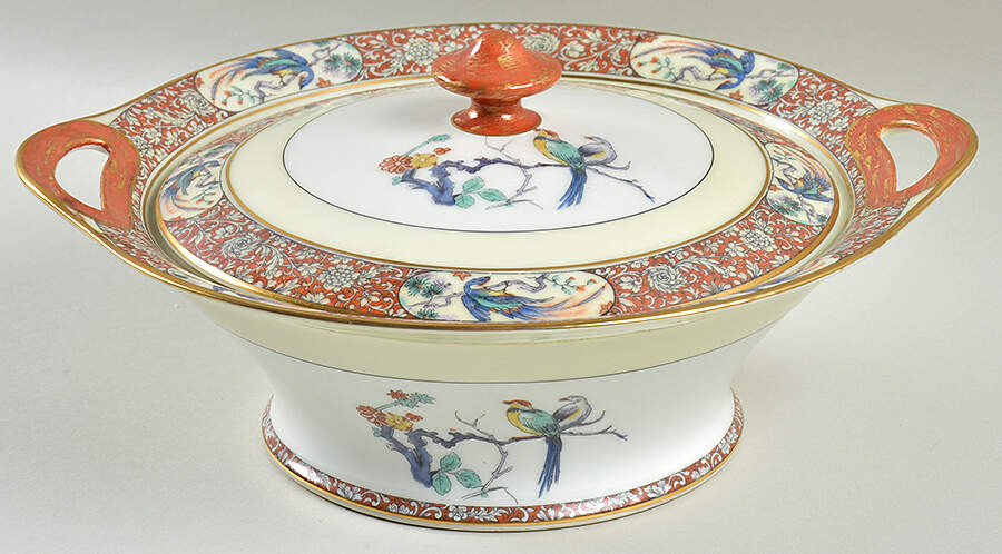Bird of India Round Covered Vegetable by Haviland-1