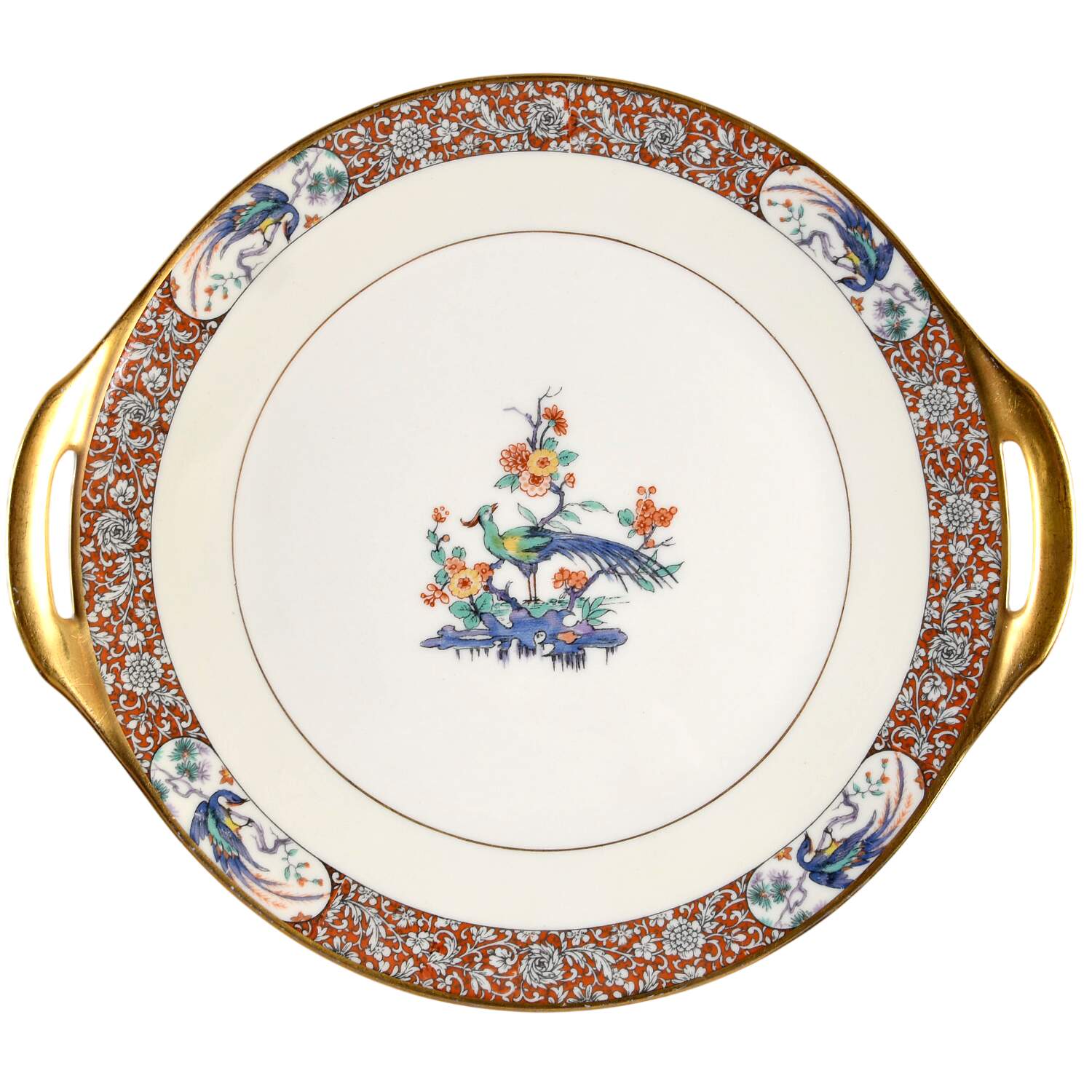 Bird of India Handled Cake Plate by Haviland-1