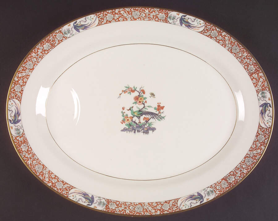 Bird of India 16" Oval Serving Platter by Haviland-1