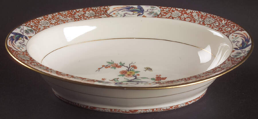 Bird of India 9" Oval Vegetable Bowl by Haviland-1