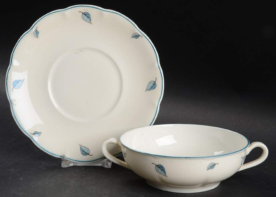 Birchmere Flat Cream Soup Bowl & Saucer Set by Haviland-1