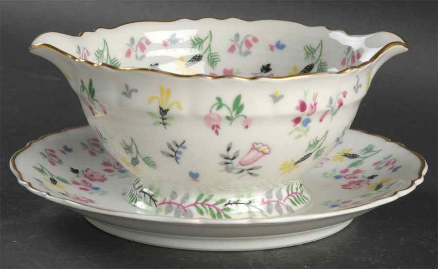 Blue Bell Gravy Boat with Attached Underplate by Haviland-1