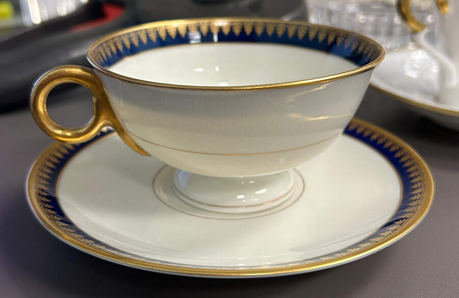 Blue Luxor Footed Cup & Saucer Set by Haviland-1
