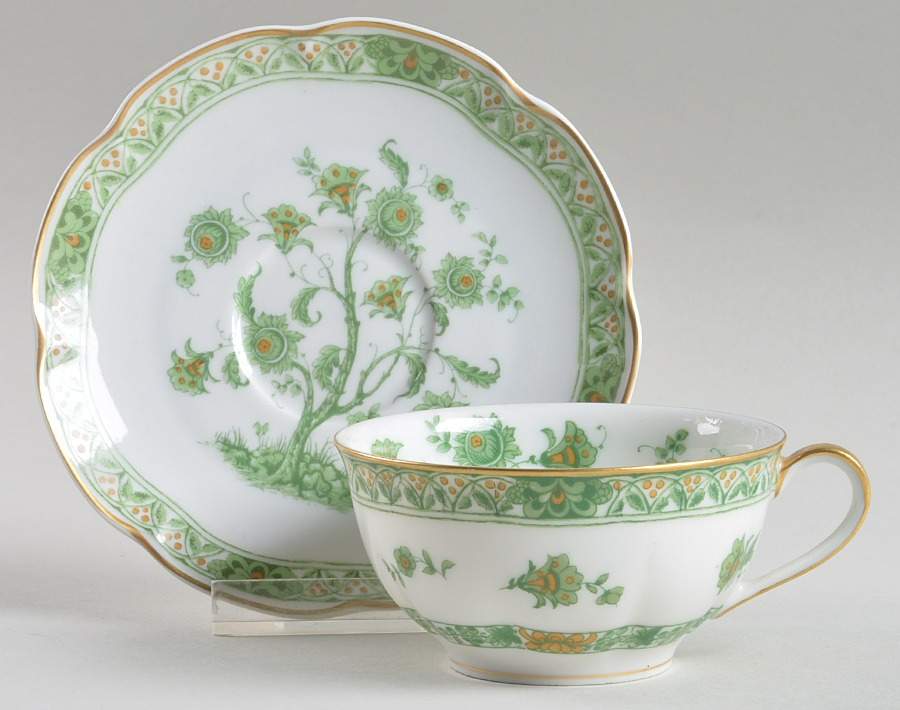 Bonneval (White, Isle De France Shape) Flat Demitasse Cup & Saucer Set by Haviland-1