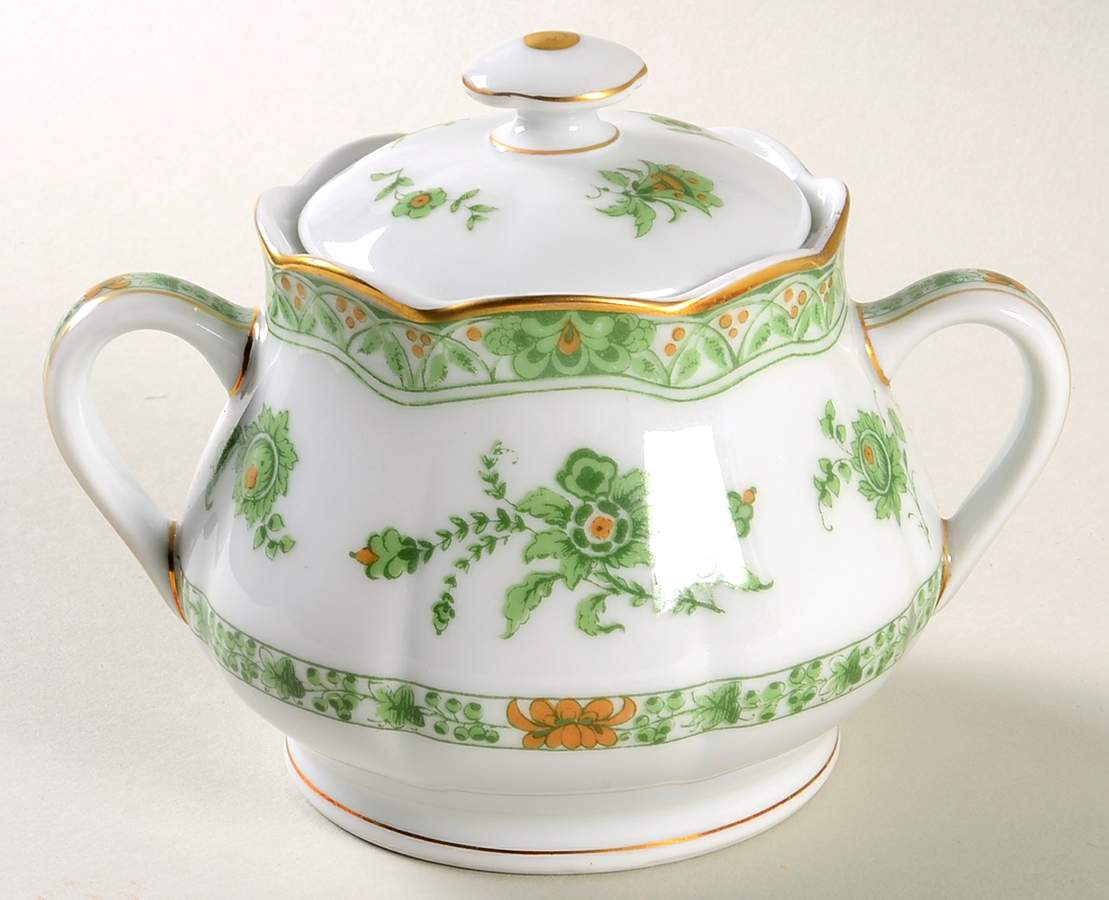 Bonneval (White, Isle De France Shape) Sugar Bowl & Lid by Haviland-1