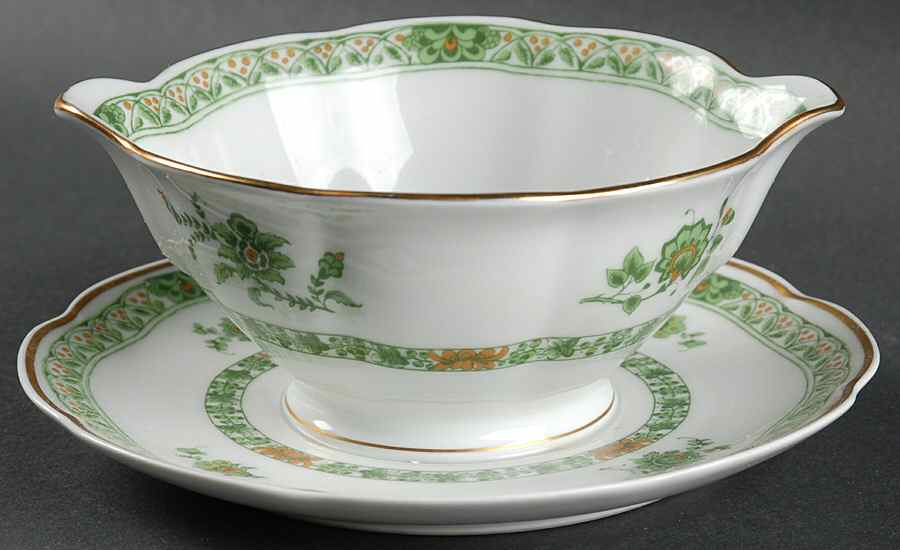 Bonneval (White, Isle De France Shape) Round Gravy Boat/Attached Underplate by Haviland-1