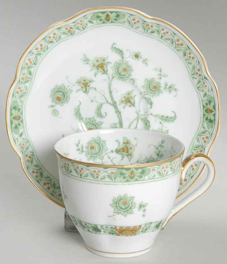 Bonneval (White, Isle De France Shape) Flat Demitasse Cup & Saucer Set by Haviland-1