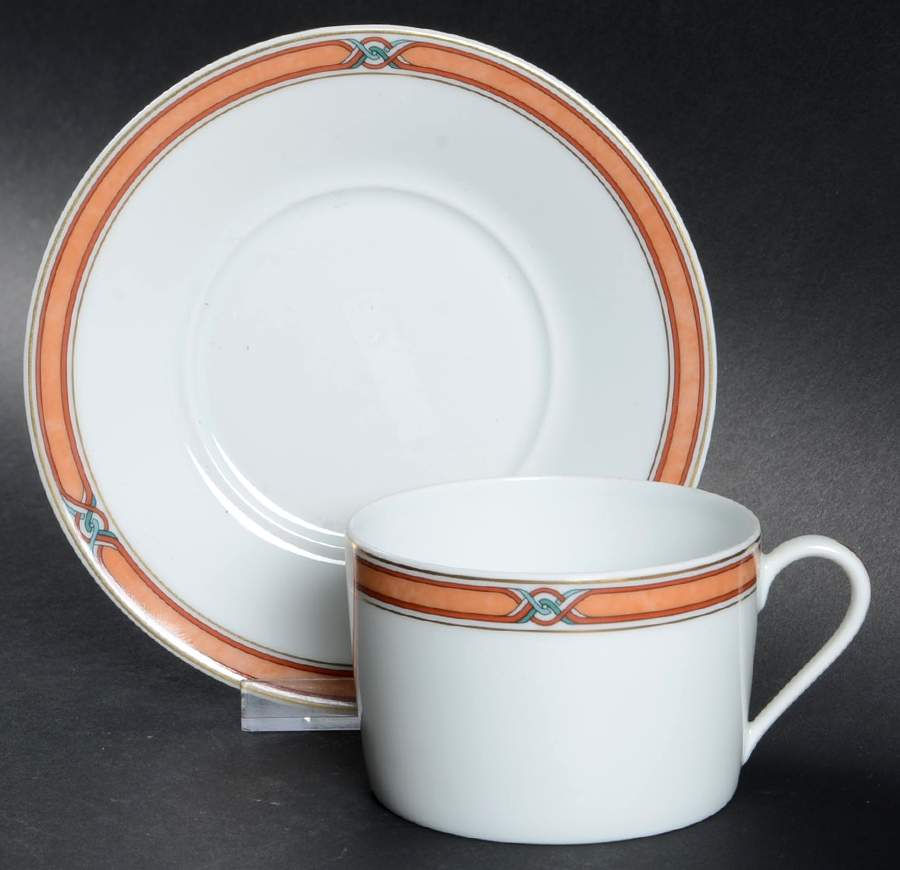 Boreal Coral Flat Cup & Saucer Set by Haviland-1