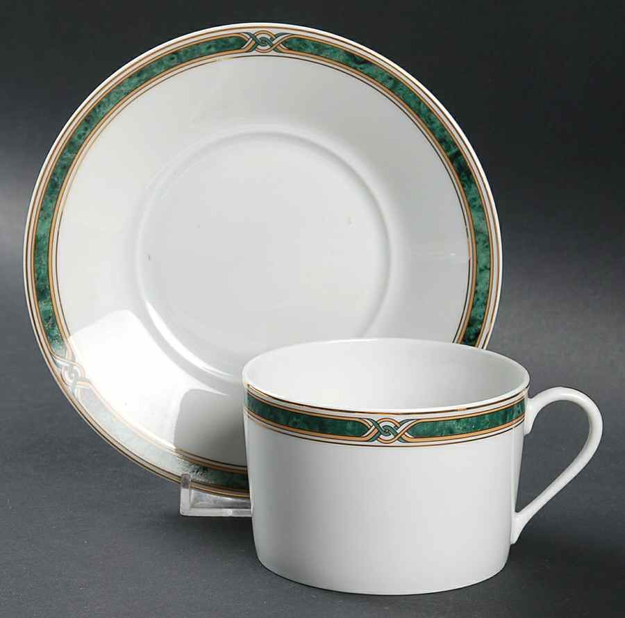 Boreal Green Flat Cup & Saucer Set by Haviland-1