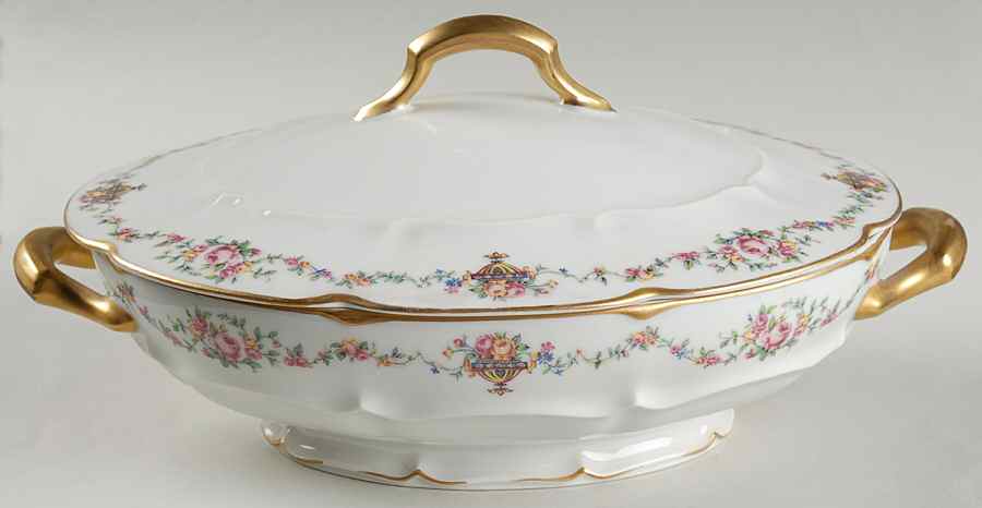 Bouquet (Flowers In Urn) Oval Covered Vegetable by Haviland-1