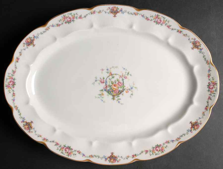 Bouquet (Flowers In Urn) 16" Oval Serving Platter by Haviland-1