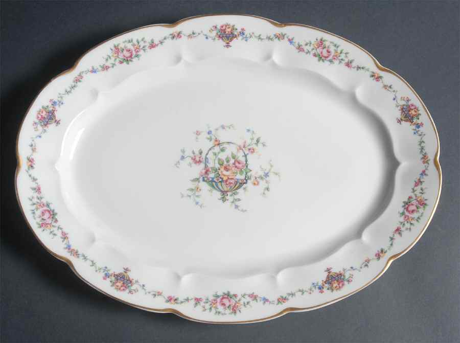 Bouquet (Flowers In Urn) 13" Oval Serving Platter by Haviland-1