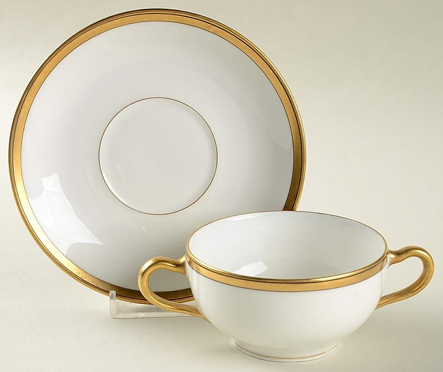 Breton (France) Flat Bouillon Cup & Saucer by Haviland-1