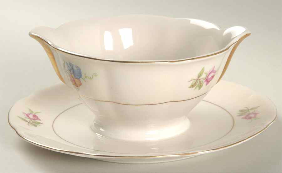 Breton (New York) Gravy Boat with Attached Underplate by Haviland-1