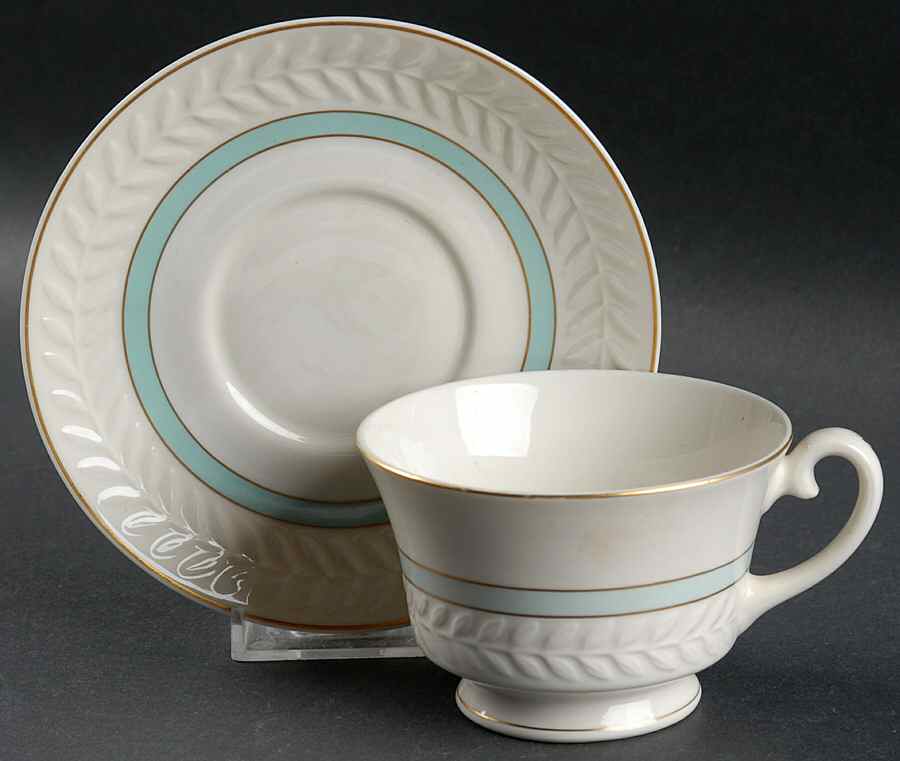 Brighton Turquoise Footed Cup & Saucer Set by Haviland-1
