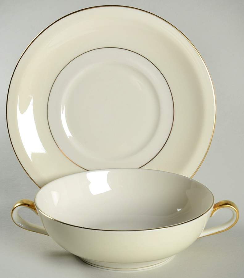 Brookfield Flat Cream Soup Bowl & Saucer Set by Haviland-1