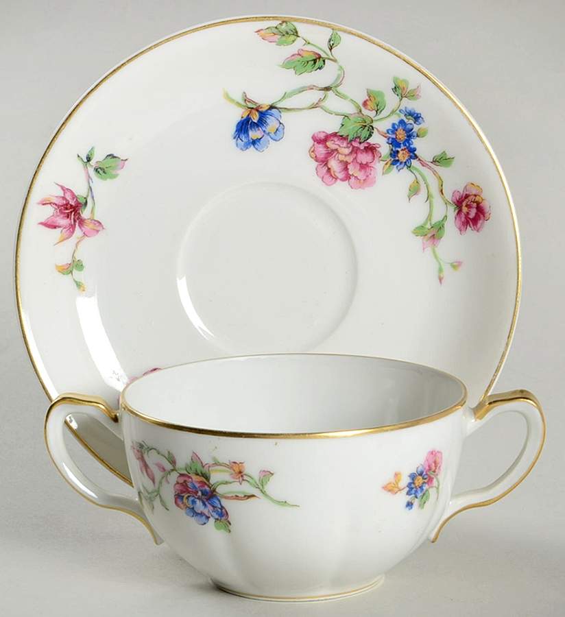 Briar Rose Flat Bouillon Cup & Saucer by Haviland-1