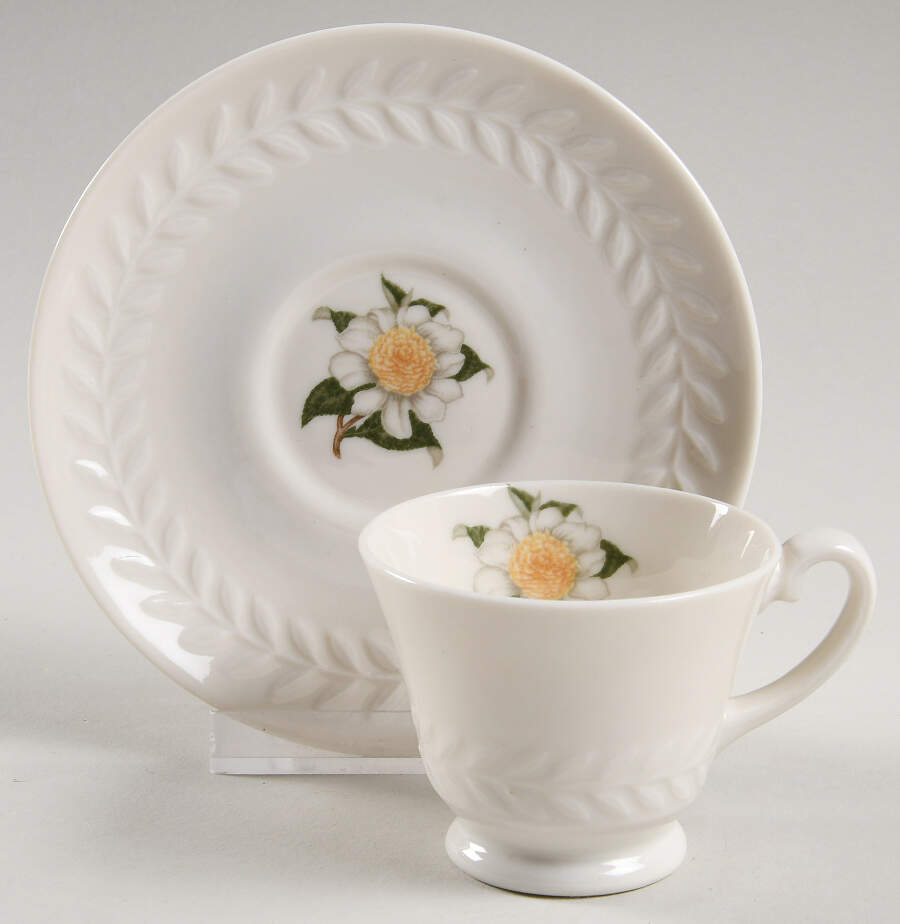 Camellia Footed Demitasse Cup & Saucer Set by Haviland-1