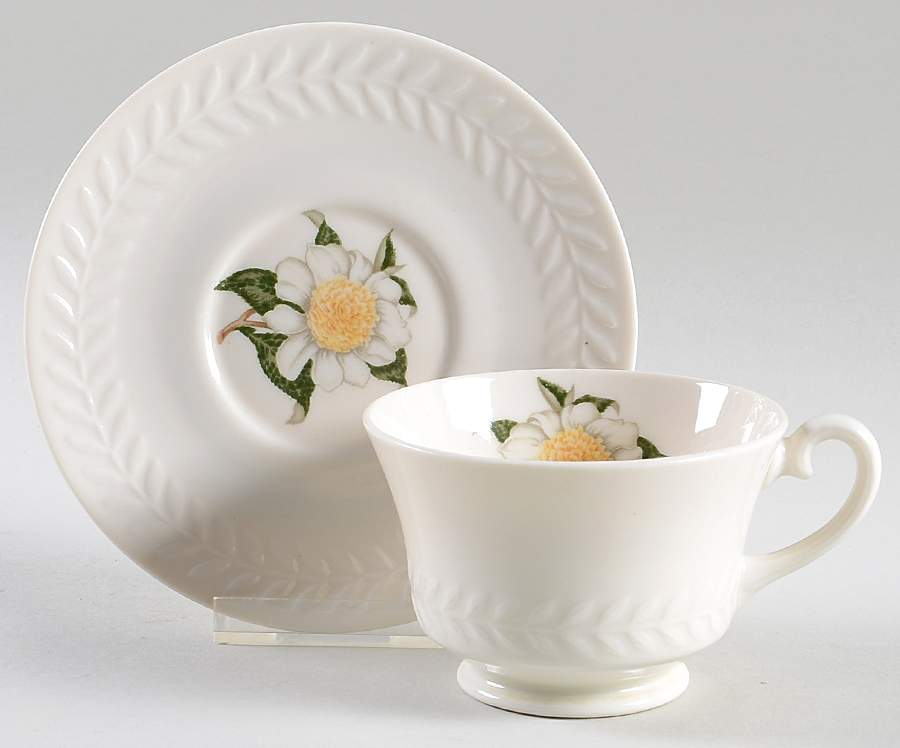 Camellia Footed Cup & Saucer Set by Haviland-1