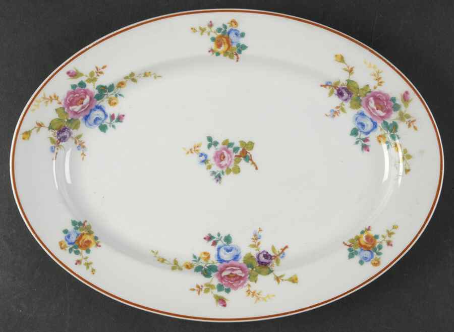Cambridge (France, Floral) 11" Oval Serving Platter by Haviland-1